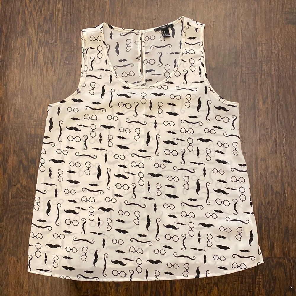Forever 21 - mustaches & glasses sleeveless top - size medium